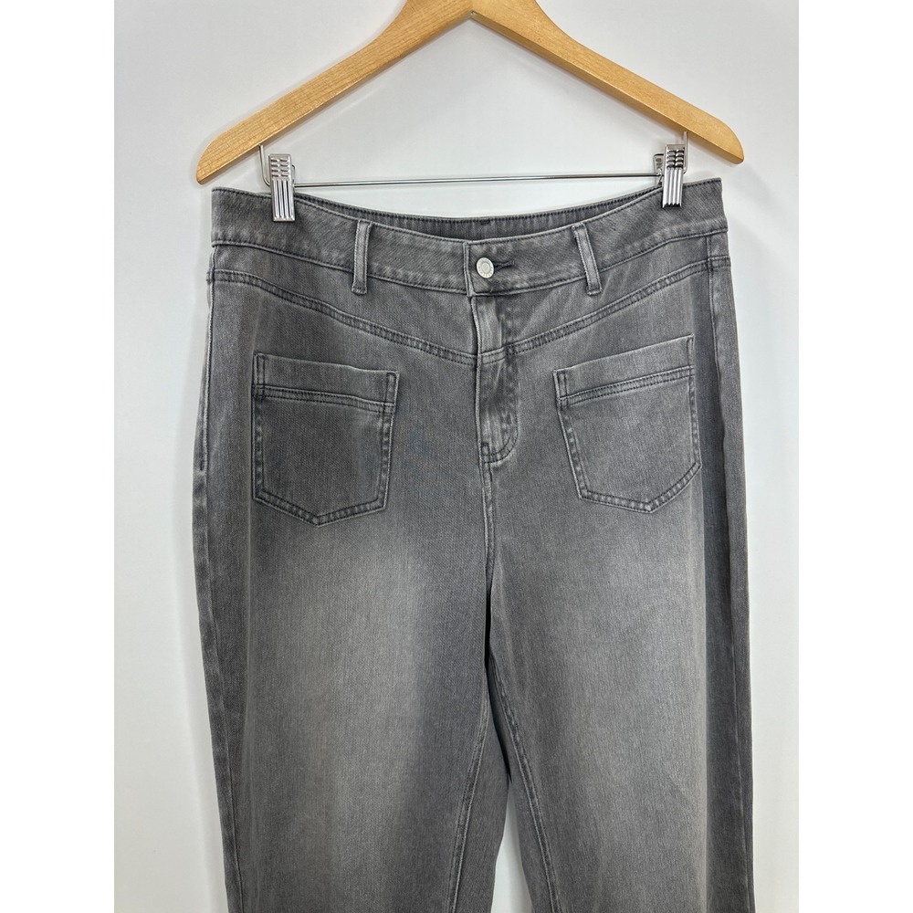 New Halara Flex Mid Rise Straight Leg Casual Jeans Pockets Gray Large Soft Denim - Picture 5 of 16